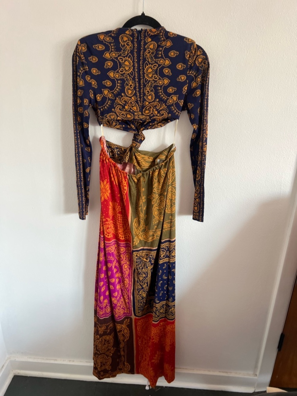 FARM Rio Patchwork Bandana Dream Cut Out Maxi Dress Navy, Brown - Picture 4 of 4